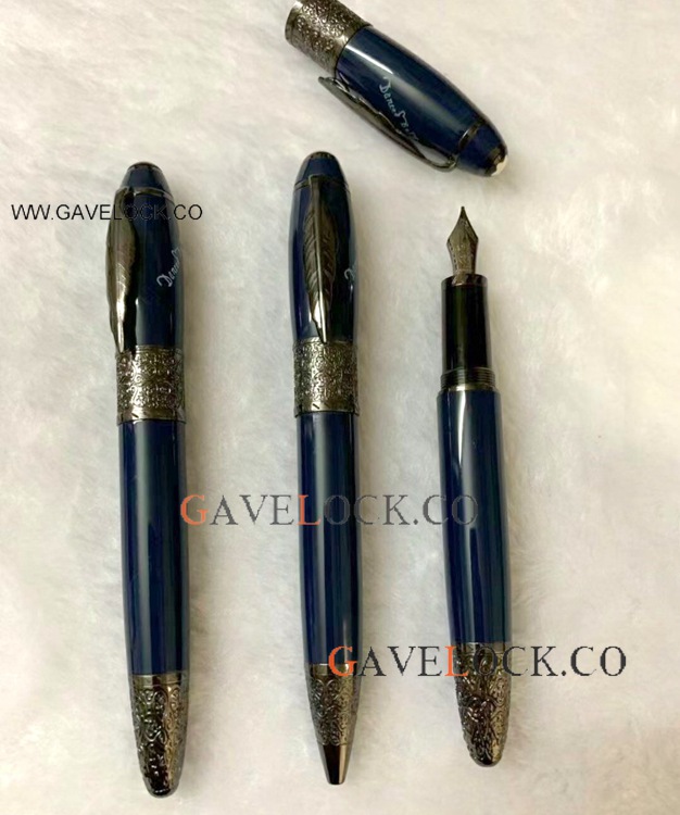 Best Quality Copy Mont Blanc Daniel Defoe Pens Bucherer blue